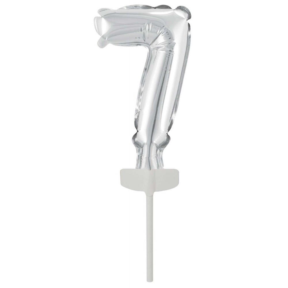 Number Silver 7th Number Foil Balloon for Cake 13 cm