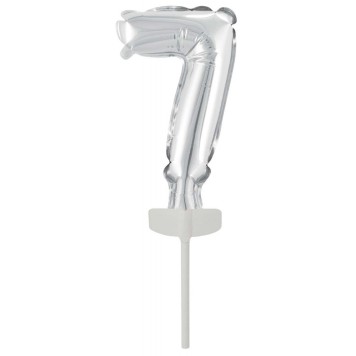 Number Silver 7th Number Foil Balloon for Cake 13 cm