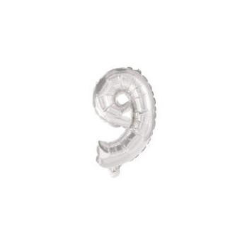 Number Silver, Silver number 9 foil balloon 10 cm