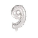 Number Silver, Silver number 9 foil balloon 10 cm