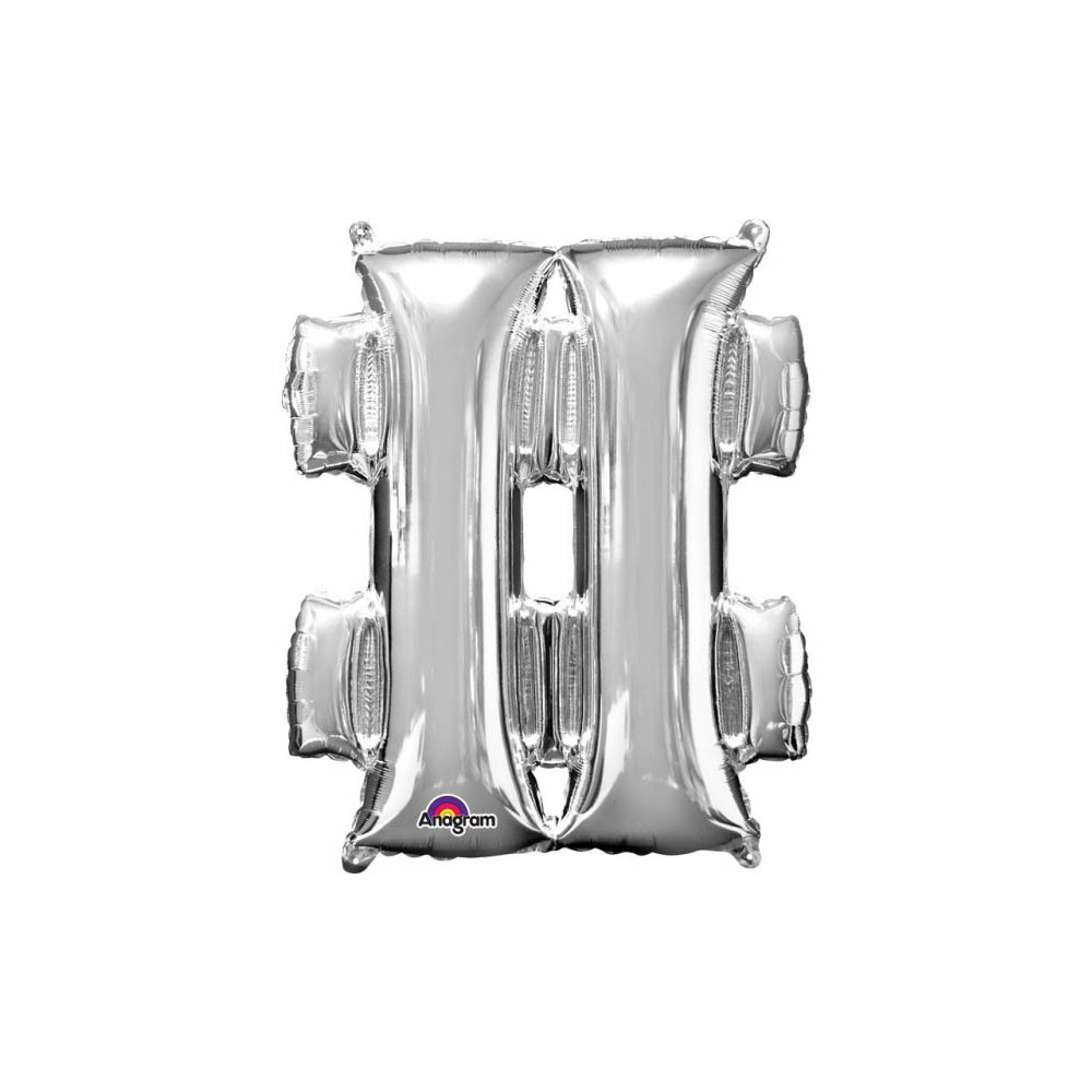 Number Mini Foil Balloon Hashtag Icon, Silver 33 cm