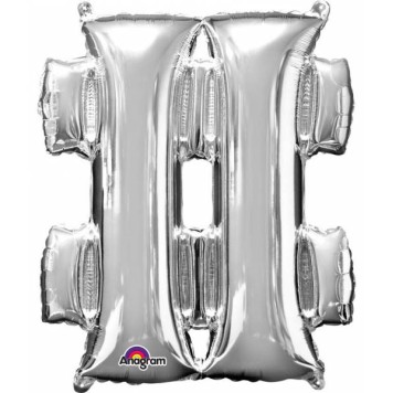 Number Mini Foil Balloon Hashtag Icon, Silver 33 cm