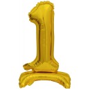 Number Gold, Gold mini number 1 foil balloon with base 38 cm