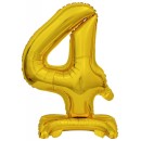 Number Gold, Gold mini number 4 foil balloon with base 38 cm