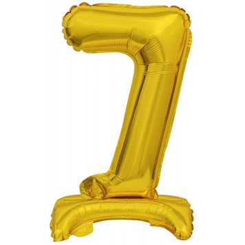 Number Gold, Gold mini foil balloon number 7 with base 38 cm