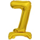 Number Gold, Gold mini foil balloon number 7 with base 38 cm