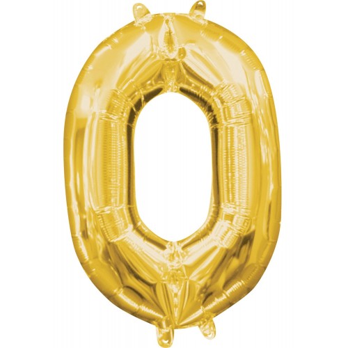 Number Gold, Gold mini number foil balloon 0, 40 cm