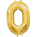 Number Gold, Gold mini number foil balloon 0, 40 cm