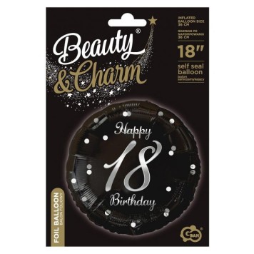 Happy Birthday B&C Silver Happy Birthday 18 foil balloon 36 cm
