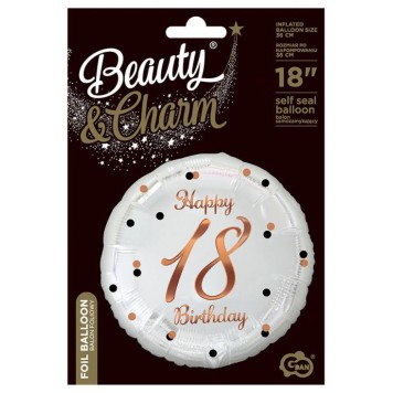 Happy Birthday B&C White Happy Birthday 18 foil balloon 36 cm