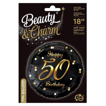 Happy Birthday B&C Gold Happy Birthday 50 foil balloon 36 cm