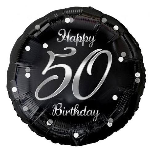 Happy Birthday B&C Silver Happy Birthday 50 foil balloon 36 cm
