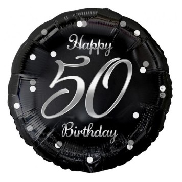Happy Birthday B&C Silver Happy Birthday 50 foil balloon 36 cm