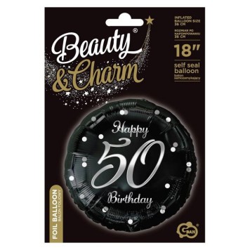 Happy Birthday B&C Silver Happy Birthday 50 foil balloon 36 cm