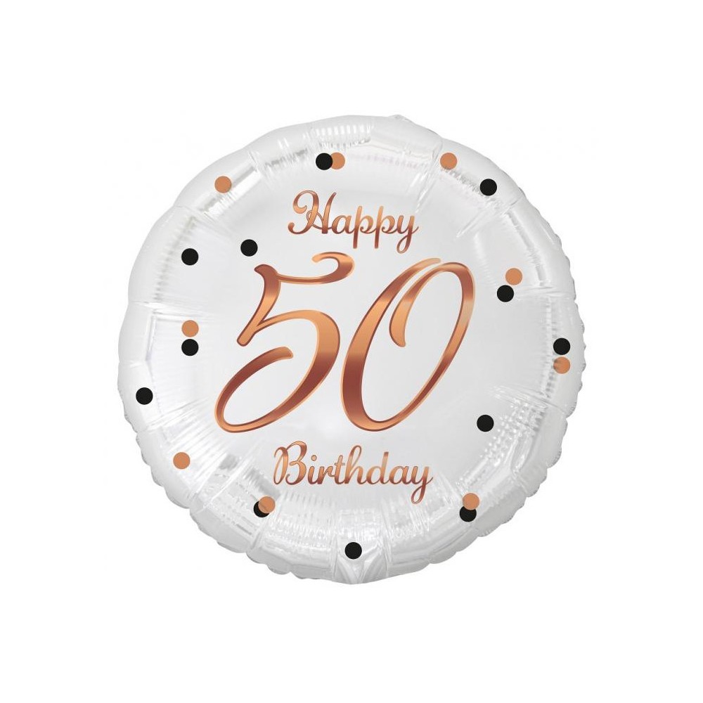 Happy Birthday 50 B&C White fólia lufi 36 cm