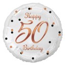 Happy Birthday 50 B&C White fólia lufi 36 cm