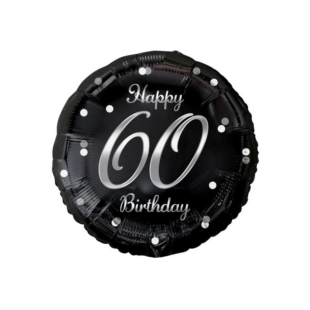 Happy Birthday 60 B&C Silver fólia lufi 36 cm