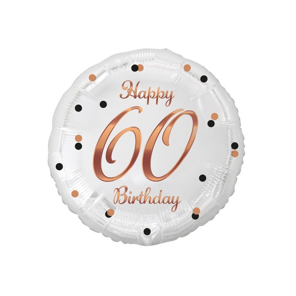 Happy Birthday 60 B&C White fólia lufi 36 cm