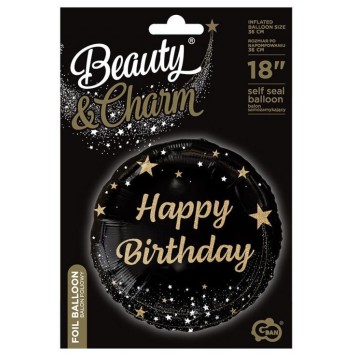 Happy Birthday Black Happy Birthday foil balloon 36 cm