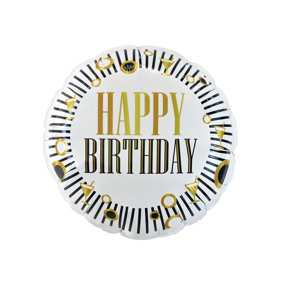 Happy Birthday Stripes Happy Birthday foil balloon 36 cm