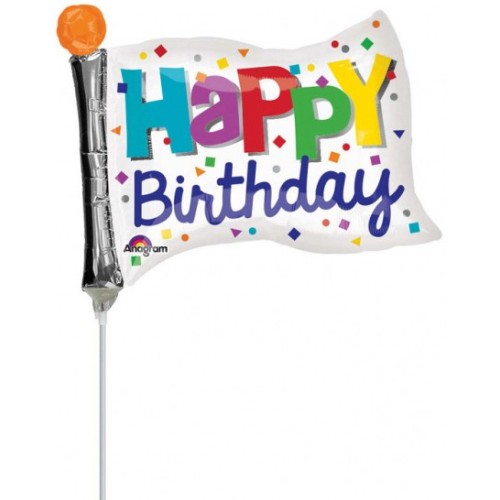 Happy Birthday Happy Birthday flag mini foil balloon 25 cm (WP)