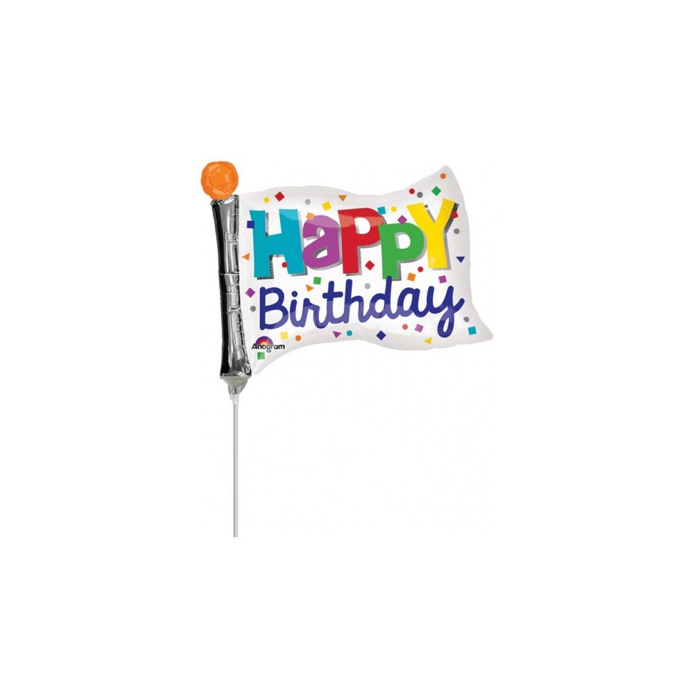 Happy Birthday Happy Birthday flag mini foil balloon 25 cm (WP)