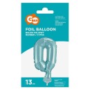 Number Light Blue Blue number 0 foil balloon for cake 13 cm
