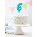 Number Light Blue Blue number 6 foil balloon for cake 13 cm