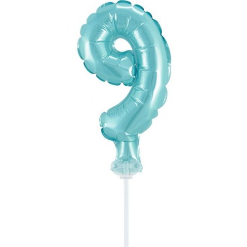 Number Light Blue Blue Number 9 Foil Balloon for Cake 13 cm