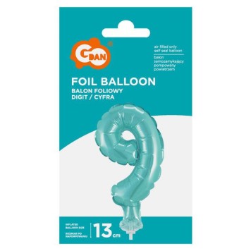 Number Light Blue Blue Number 9 Foil Balloon for Cake 13 cm