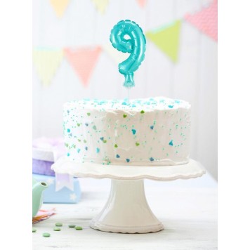 Number Light Blue Blue Number 9 Foil Balloon for Cake 13 cm