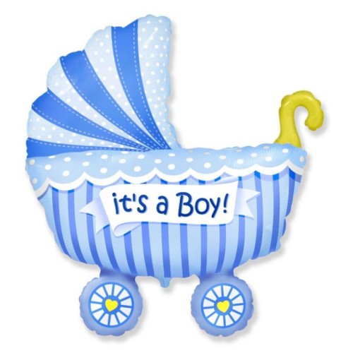Baby Boy Stroller Blue Baby Stroller Foil Balloon 36 cm (WP)