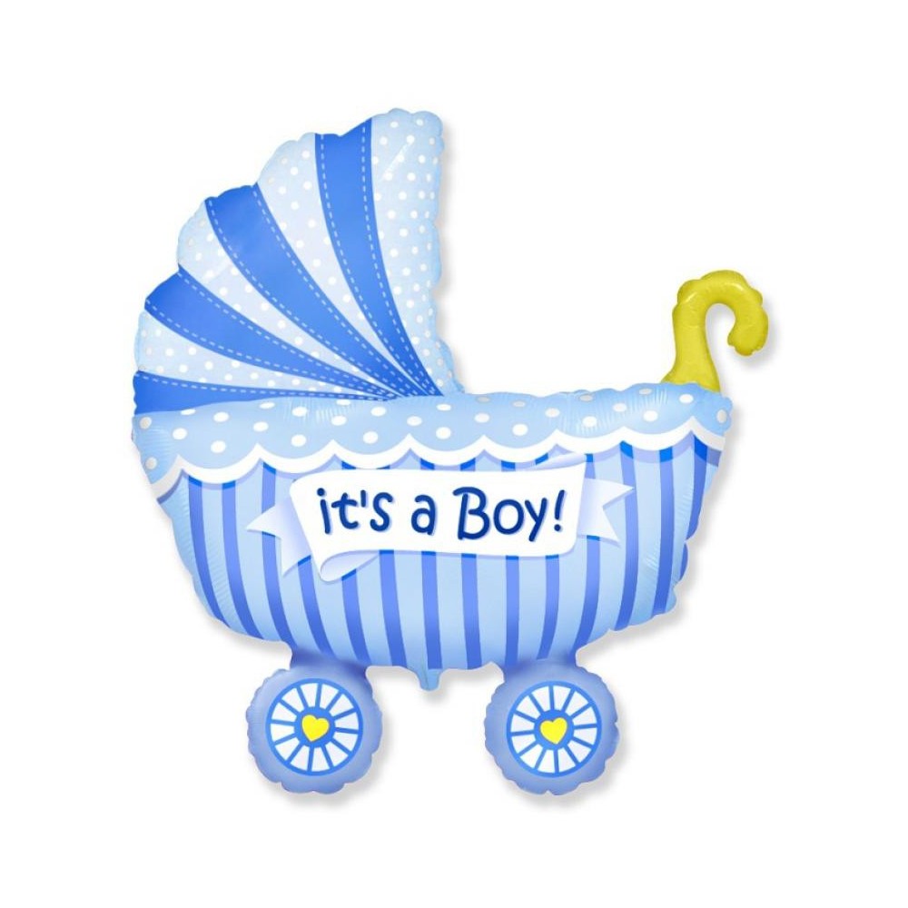 Baby Boy Stroller Blue Baby Stroller Foil Balloon 36 cm (WP)