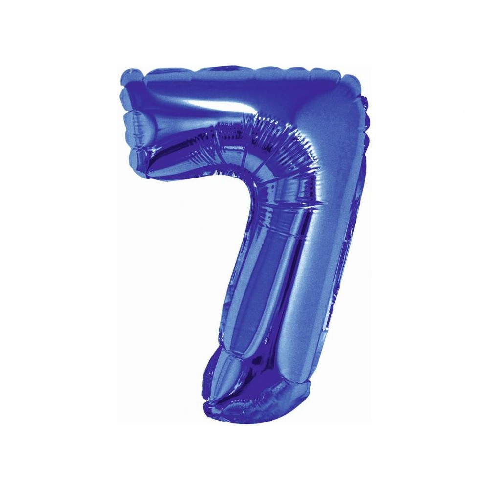 Number Blue, Blue 7 mini number foil balloon 35 cm