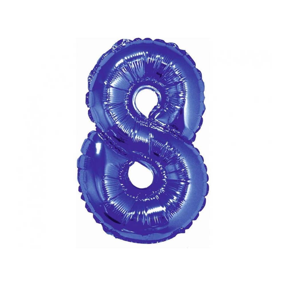 Number Blue, Blue number 8 mini foil balloon 35 cm