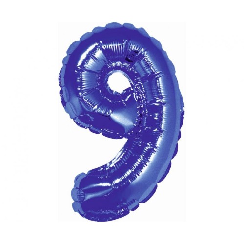 Number Blue, Blue number 9 mini foil balloon 35 cm
