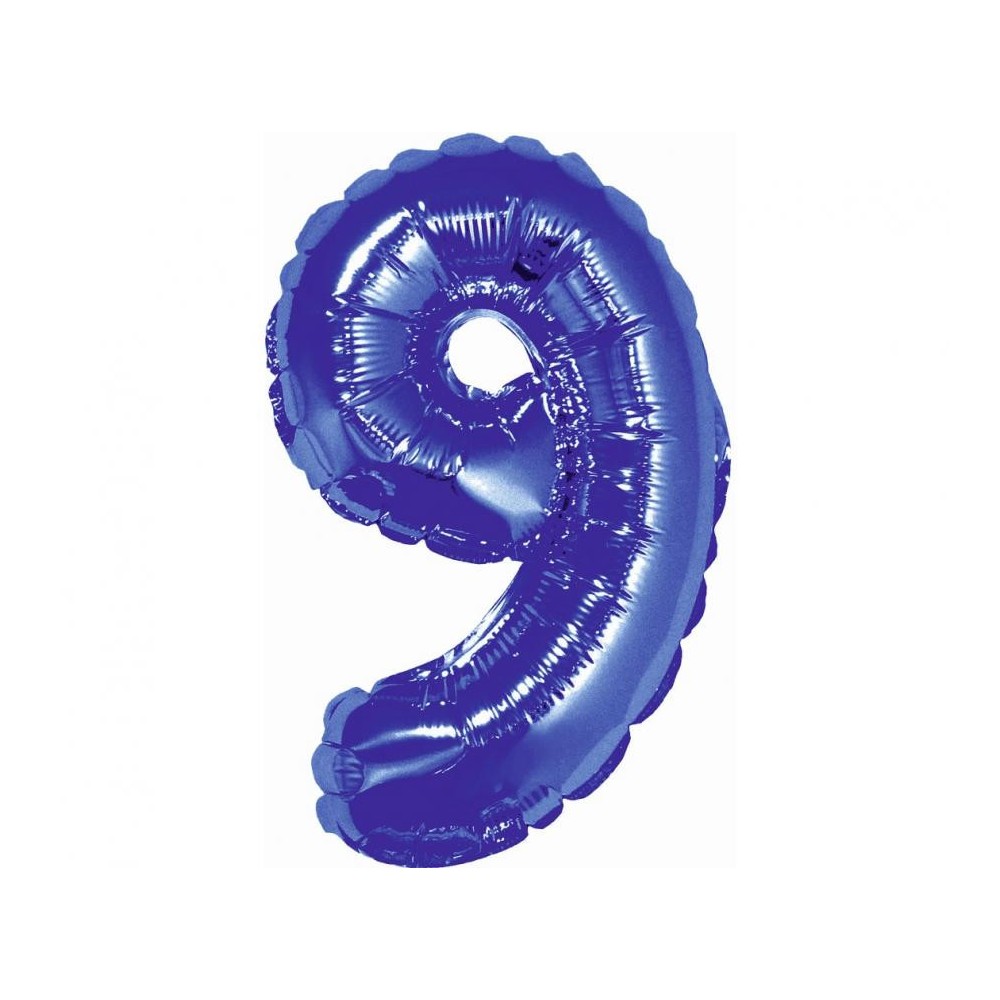 Number Blue, Blue number 9 mini foil balloon 35 cm