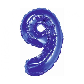 Number Blue, Blue number 9 mini foil balloon 35 cm