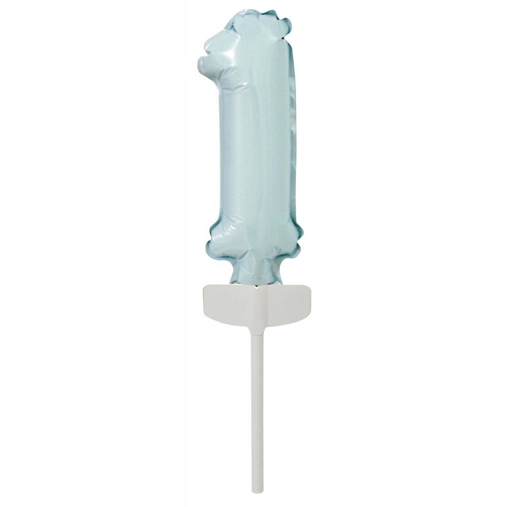Number Pastel Blue, Blue Number 1 Foil Balloon for Cake 13 cm