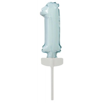 Number Pastel Blue, Blue Number 1 Foil Balloon for Cake 13 cm