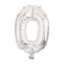 Number Mini 0 Silver Number Foil Balloon 33 cm