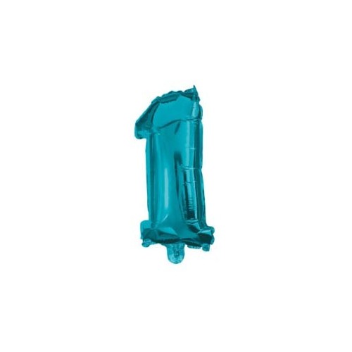 Number Mini 1 Blue number foil balloon 32 cm