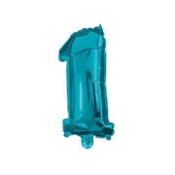 Number Mini 1 Blue number foil balloon 32 cm