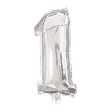 Number Mini Number 1 Silver Foil Balloon 33 cm