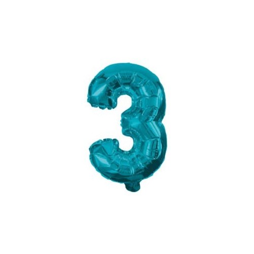 Number Mini 3 Blue Number Foil Balloon 32 cm