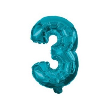 Number Mini 3 Blue Number Foil Balloon 32 cm