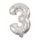 Number Mini Number 3 Silver Foil Balloon 31 cm