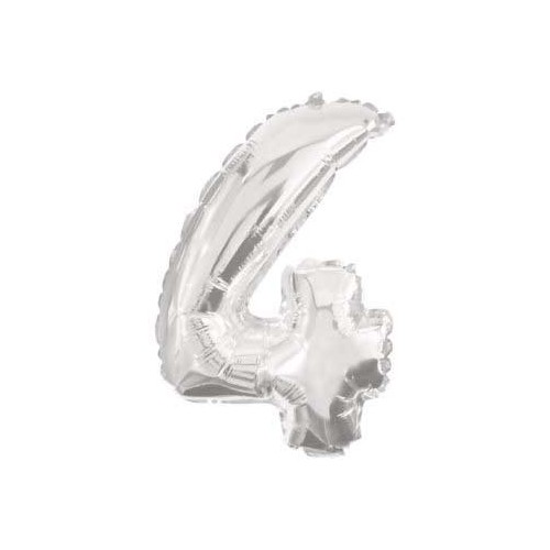Number Mini 4 Silver Number Foil Balloon 33 cm