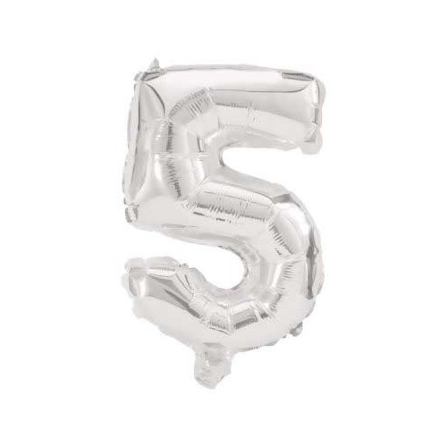 Number Mini Number 5 Silver Foil Balloon 33 cm