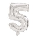 Number Mini Number 5 Silver Foil Balloon 33 cm
